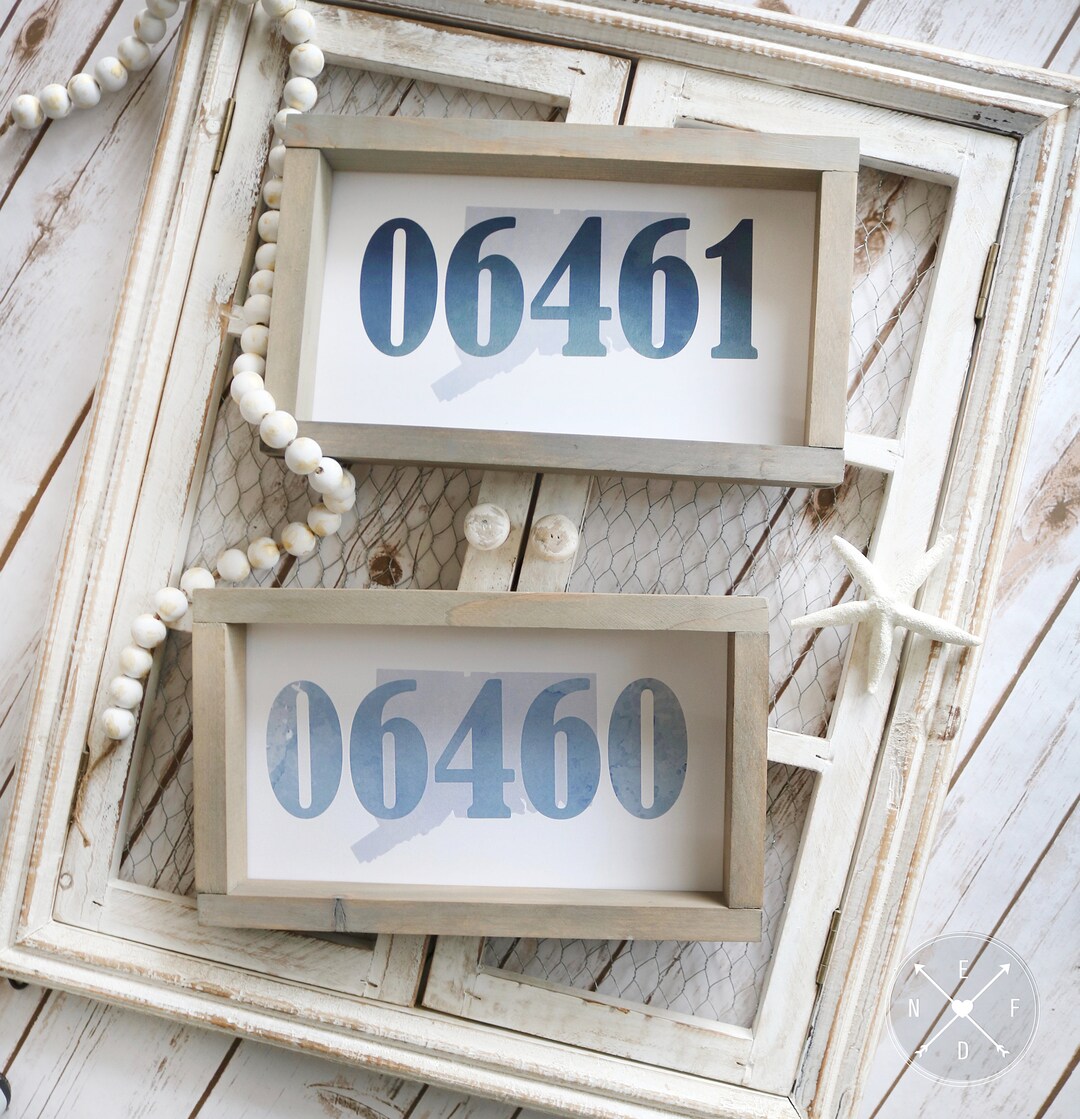 MILFORD, CT ZIPCODE Custom Wood Framed Sign 12.5x7.5 06460 & 06461 Zip
