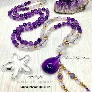 Amethyst Mala Hand-Knotted Necklace- Divine Connection