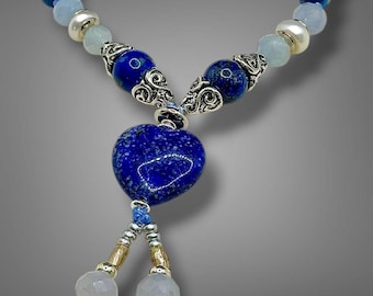 Lapis Lazuli Wrist MalaBracelet- Hand Knotted Meditation Bracelet, Wisdom, Truth, Inner Peace Yoga Bracelet