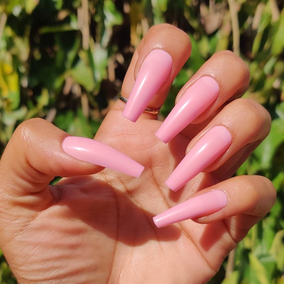 Baby Pink Cheap Press on Nails Valentines Day Nails Cute | Etsy