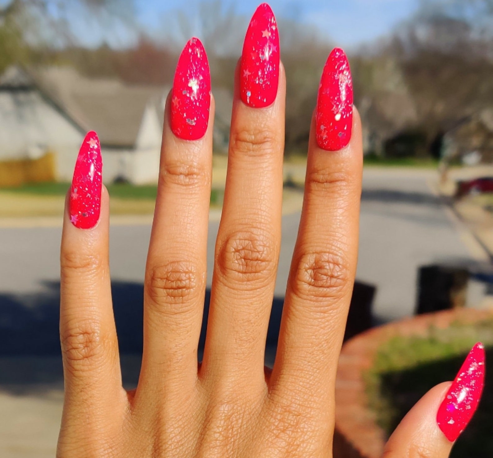 Glitter Sparkly Pink Press On Nails Pink Press On Nails | Etsy