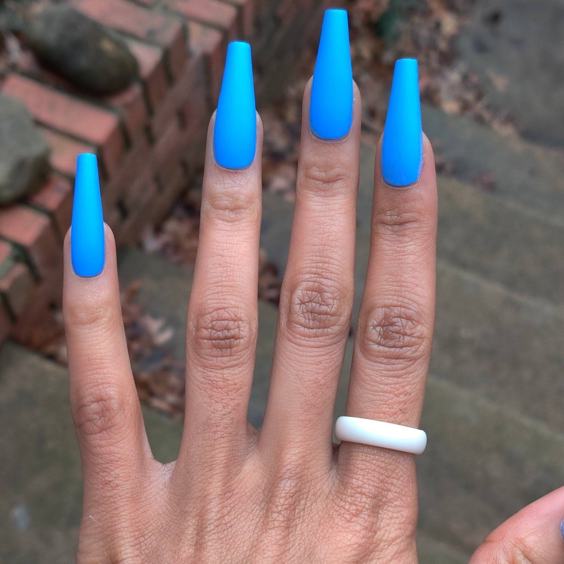 Matte Baby Blue Press On Nails Coffin Press Ons Long Or Etsy Matte Baby Blue Press On Nails Coffin Press Ons Long Or Etsy
