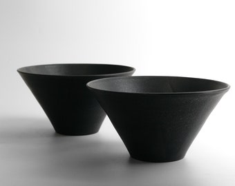 IN STOCK Set of 2 Ceramic Bowls, Black Matte Minimal Ramen Bowl, Modern Black Dishes, Japanese Dishes, Stoneware Bowl Set