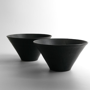 IN STOCK Set of 2 Ceramic Bowls, Black Matte Minimal Ramen Bowl, Modern Black Dishes, Japanese Dishes, Stoneware Bowl Set image 1