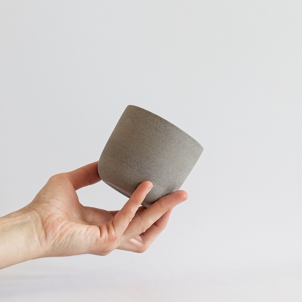 Minimal stoneware grey ceramic coffee cup, Grey ceramic tumbler, Cappuccino cup, No handle latte mug, Nordic Style, Earthy natural ceramics