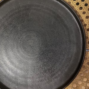 CERAMIC PLATES SET-Minimal Plates With Rim-Black Matte Dishes-Natural Unglazed Dinnerware-Black Stoneware Plate Set-Modern Kitchenware image 8
