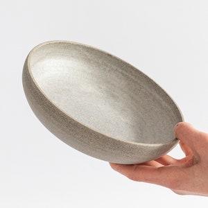 Ceramic pasta bowl, Grey stoneware bowl, Matte minimal dinnerware, Modern farmhouse shallow bowl, Natural style ceramics