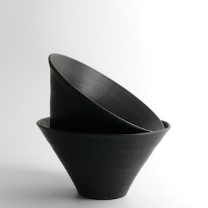 IN STOCK Set of 2 Ceramic Bowls, Black Matte Minimal Ramen Bowl, Modern Black Dishes, Japanese Dishes, Stoneware Bowl Set image 4