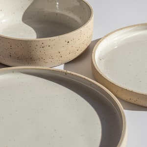 Ceramic Dinnerware set for 1, 2, 4, 6, 8, 10, Minimal Stoneware tableware, Natural dinnerware set, Nordic Organic plates, Earthy Dinning Set