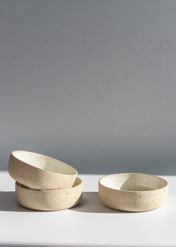 CERAMIC BOWLS Setminimal Bowl With Speckleswhite Glossy Etsy