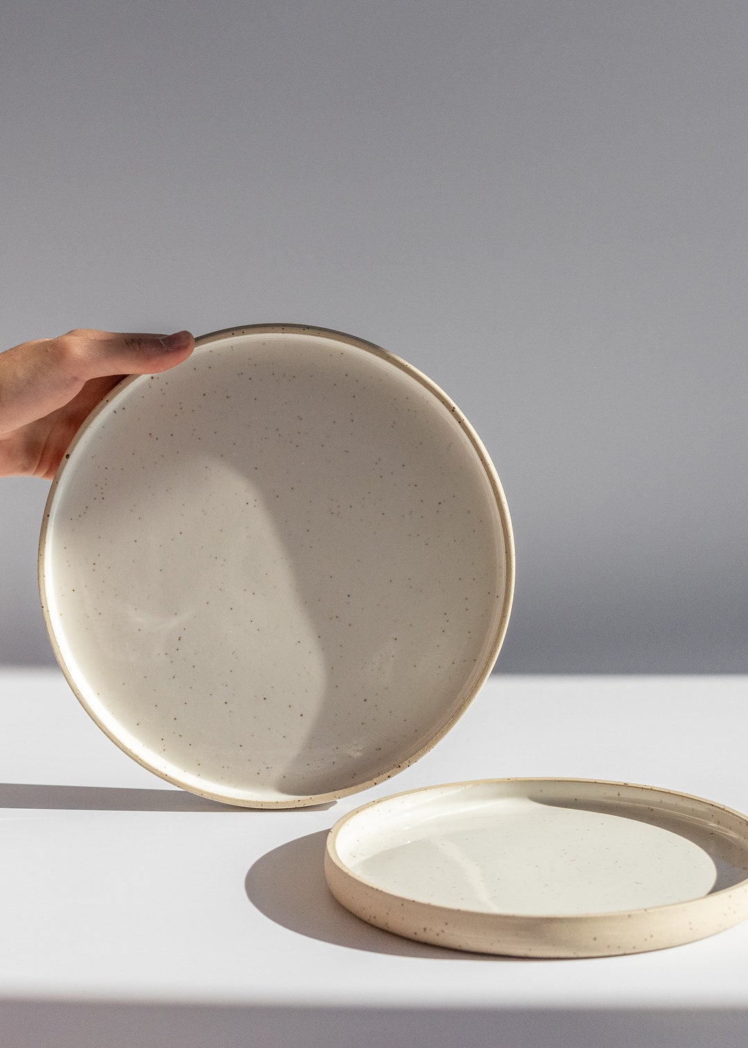 Buy Minimal Ceramic Plates With a Rim, Speckled Plates With Edge