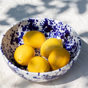 Salad bowl 8.7/22 cm, Ceramic bowl cobalt splashes, Porcelain serving bowl, Handmade ceramics, Fruit bowl, Pottery bowl, Housewarming gift image 6