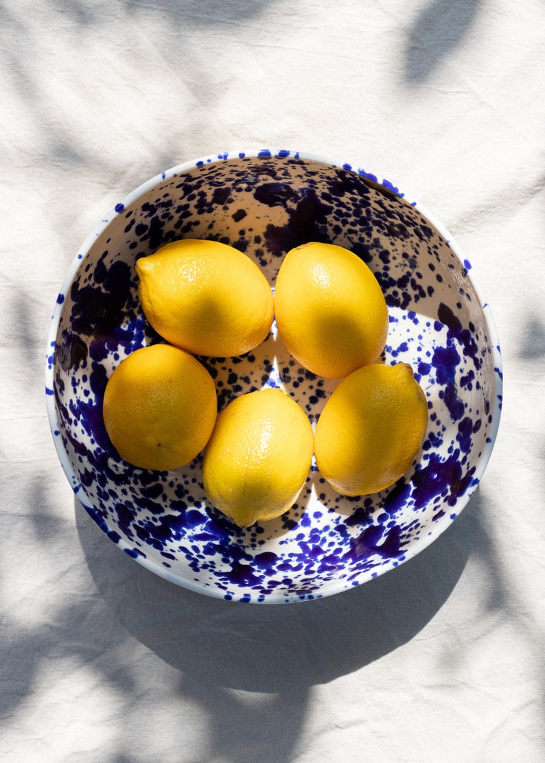 Salad bowl 8.7/22 cm, Ceramic bowl cobalt splashes, Porcelain serving bowl, Handmade ceramics, Fruit bowl, Pottery bowl, Housewarming gift image 5