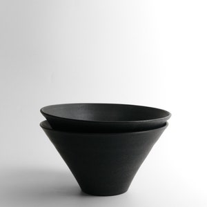 IN STOCK Set of 2 Ceramic Bowls, Black Matte Minimal Ramen Bowl, Modern Black Dishes, Japanese Dishes, Stoneware Bowl Set image 5