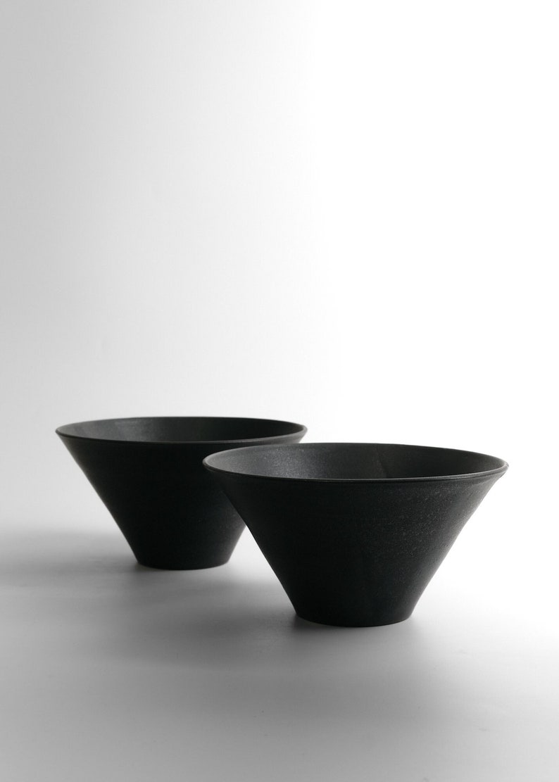 IN STOCK Set of 2 Ceramic Bowls, Black Matte Minimal Ramen Bowl, Modern Black Dishes, Japanese Dishes, Stoneware Bowl Set image 1