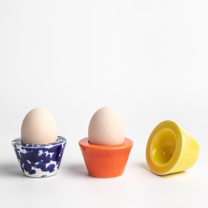 Handmade Ceramic Egg Holder, Egg Saucer, Cherished Farmhouse Egg Server, Joyful Kitchen Decor, Minimalist Egg Cups, Colorful ceramics