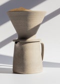 Minimalist pour over coffee set, Grey stoneware ceramic coffee dripper + jug, Handmade ceramics coffee server + dripper V60, Dripper set