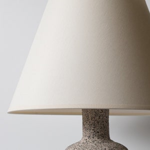 IN STOCK Minimalist ceramic table lamp, smooth ecru lampshade and grey raw matt ceramic base, japandi interior design image 4