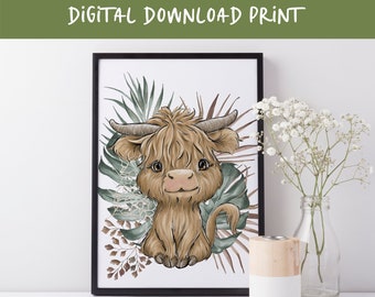 Instant Download Printable Wall Art, Jungle Buffalo Baby Nursery Print, African Animal Print Baby Wall Art Decor