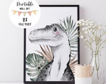 Instant Download Printable, Dinosaur Wall Art Print, Tyrannosaurus Rex Kids Bedroom Wall Art, Jurassic Theme Nursery Kids Bedroom Decor