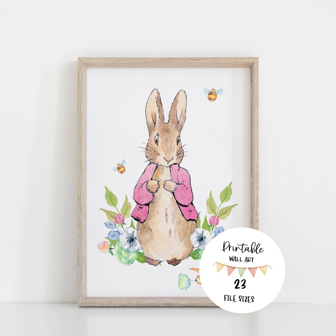 Pink Peter Rabbit Nursery Wall Print Beatrix Potter Baby Girl Etsy UK
