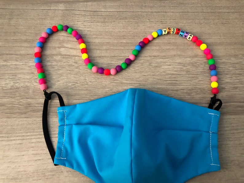 Face mask lanyard with name beads Face mask chain Strap for Etsy