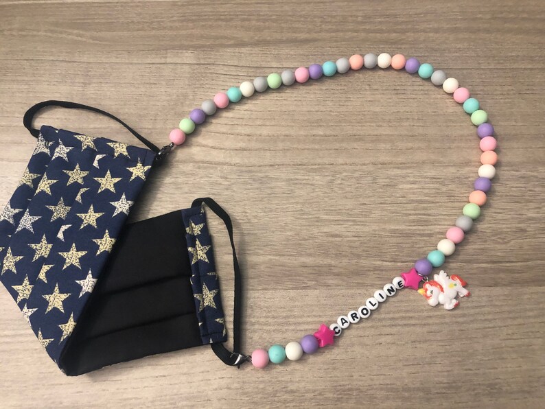 Face mask lanyard kids Beaded face mask chain Personalized Etsy