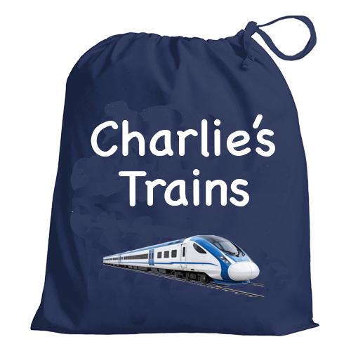 Personalised Train Toys Drawstring Bag