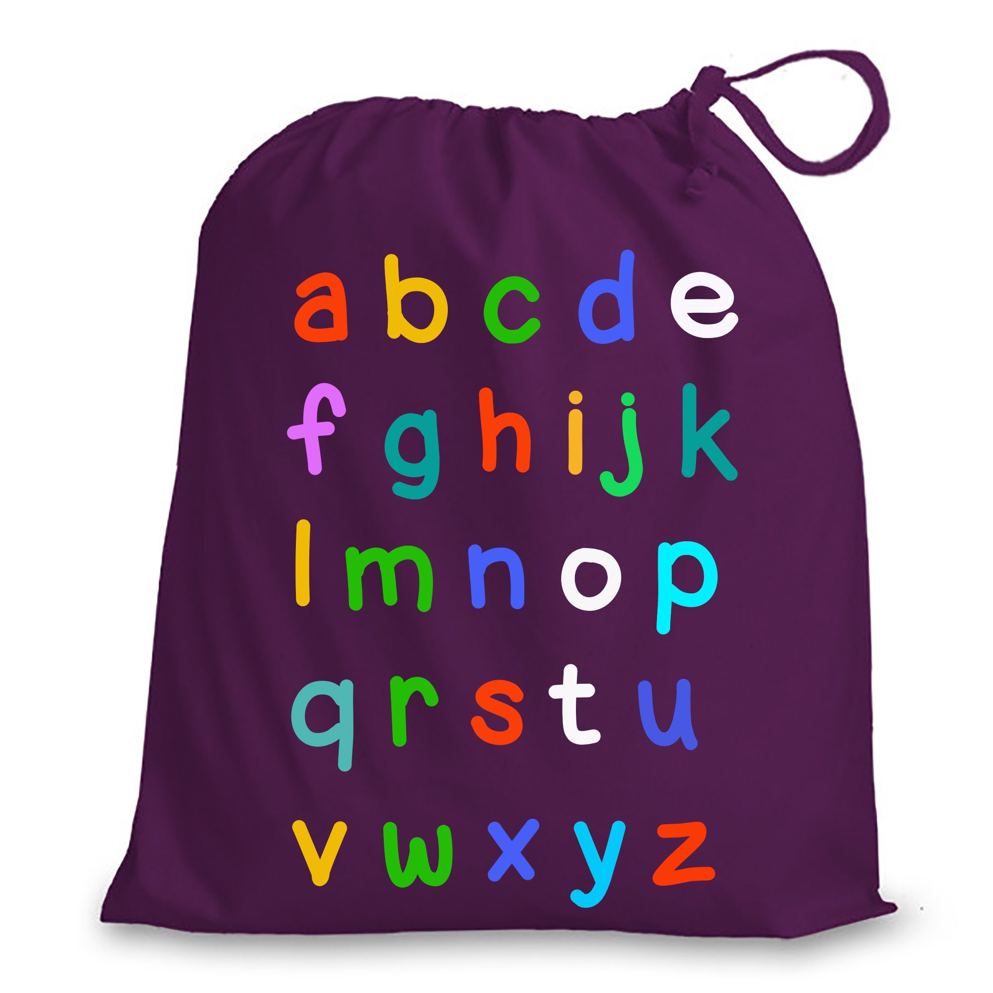 Colourful Chunky Alphabet Letters Drawstring Bag Etsy