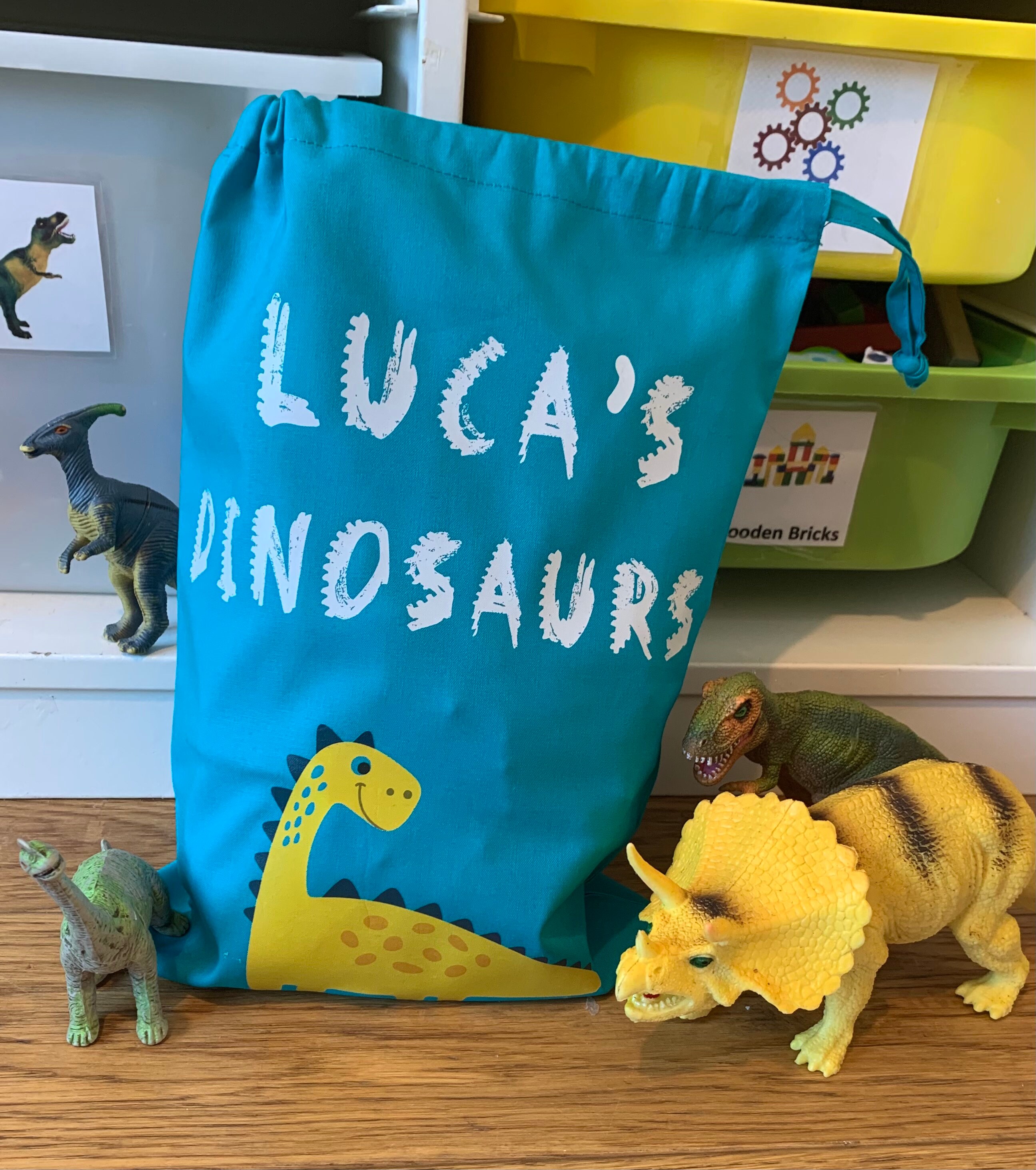 Personalised Dinosaurs Drawstring Storage Toy Bag Etsy UK