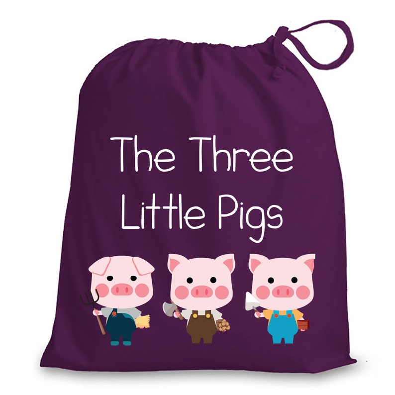 The Three Little Pigs Drawstring Story Bag Etsy UK