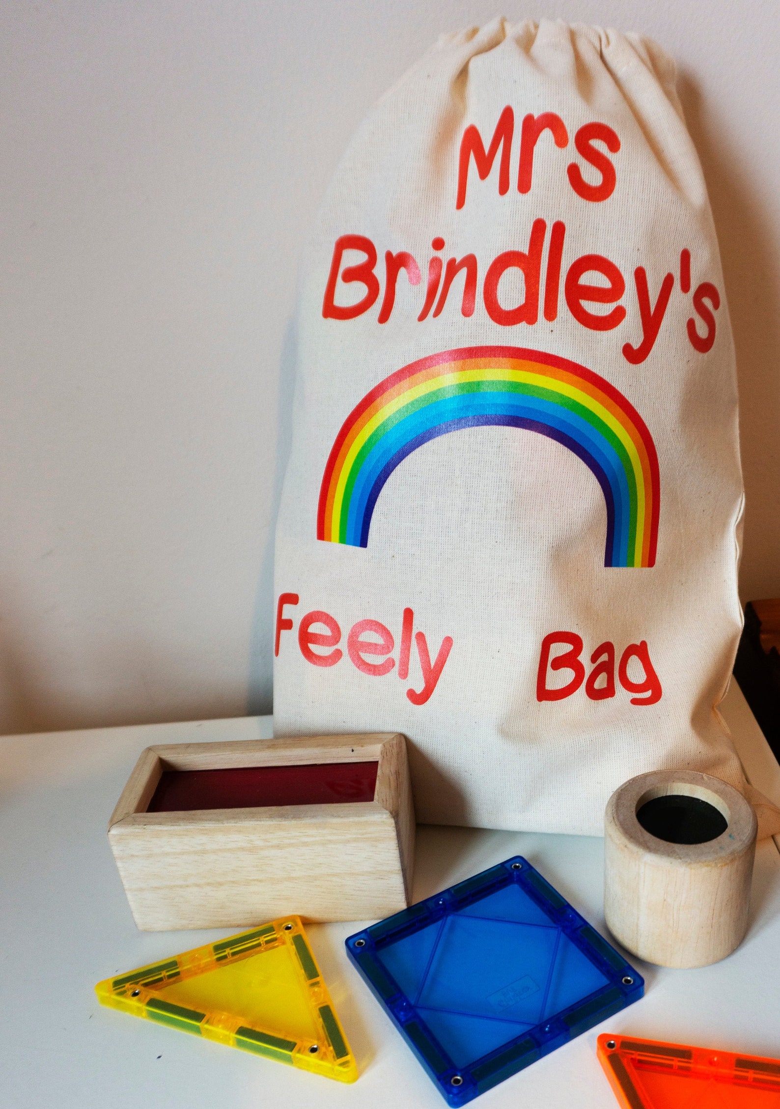 Personalised Children's Rainbow Feely Drawstring Bag Etsy UK