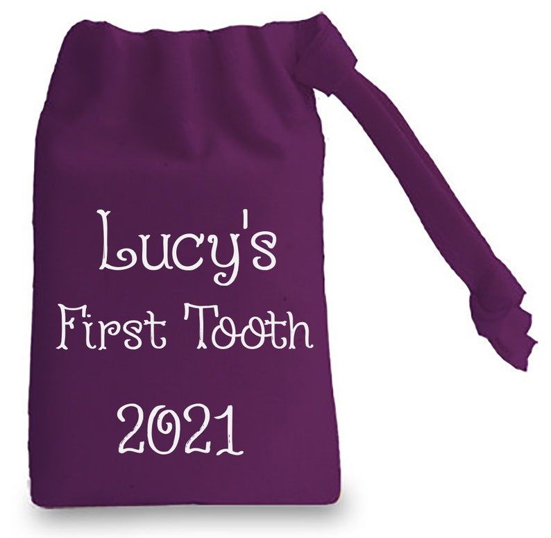 Tiny Drawstring Cotton Bag Children Gifts Personalised Mint Star Tooth 
