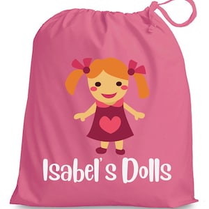 Personalised Dolls Toy Storage Drawstring Bag