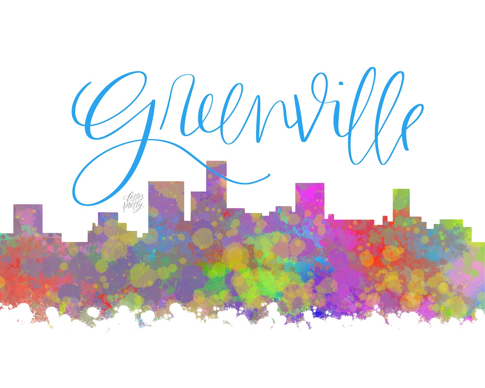 Greenville SC Skyline Digital Print | Etsy