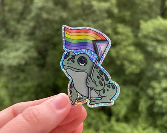 Sticker scintillant grenouille Little Pride !! | Sticker grenouille | Sticker fierté