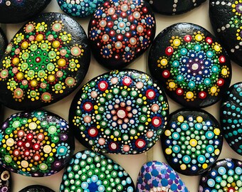 Large Mandala Stone, Dot Mandala, Painted Rock, Boho Decor, Gift for ...