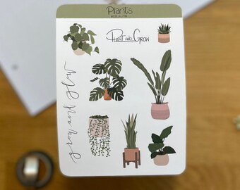 植物ステッカーシート、バレットジャーナルステッカー、Bujoステッカー、プランナーステッカー