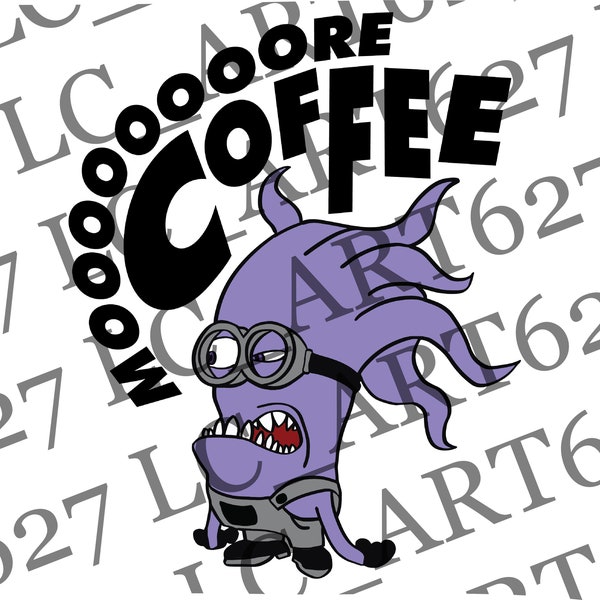 Purple Minion More Coffee SVG PNG EPS File
