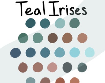 Paleta de colores Lirios color verde azulado para Procreate / neutro / diseño digital /