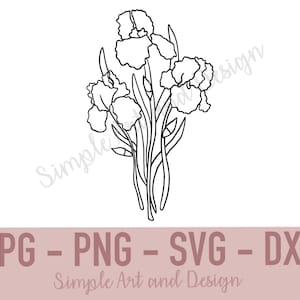 Iris | SVG | JPG | PNG | dxf | Iris svg | Flower svg | Digital Download | Flower Design | Iris Design | Flower Sign | Floral Design |