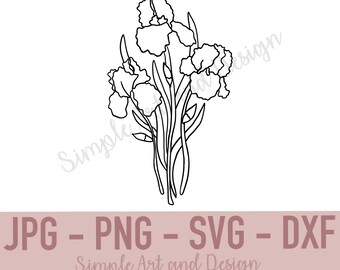 Iris / SVG / JPG / PNG / dxf / Iris svg / Flor svg / Descarga digital / Diseño de flores / Diseño de iris / Letrero de flores / Diseño floral /