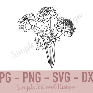 Marigold | SVG | JPG | PNG | dxf | Marigold svg | Flower svg | Digital Download | Flower Design | Marigold Design | Flower Sign | Marigold |