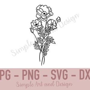 Poppy | SVG | JPG | PNG | dxf | Poppy svg | Flower svg | Digital Download | Flower Design | Poppy Design | Flower sign | Poppy png |Wall Art
