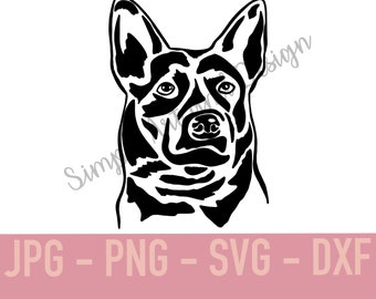 Australian cattle Dog Portrait | SVG | PNG | JPG | dxf | dog art | heeler |