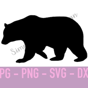 Silhouette d'ours | SVG | PNG | DXF | Fichiers JPEG | couper le fichier | nature | ours svg | téléchargement numérique | oeuvres d'art murales | fichier svg | ours noir | décoration de cabine