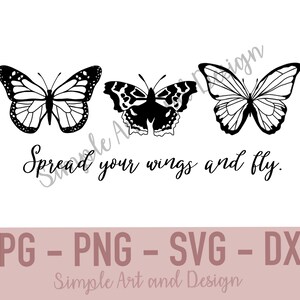 Spread Your Wings 1 | SVG | PNG | DXF | Jpg | butterfly | digital download | butterflies | svg file | hippie decor | pollinators | wall art