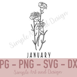 Januar Blume | SVG | PNG | JPG | dxf | Januar Geburtsblume | Geburtsblumen svg | Januar Blume | Blumen design | Geburtsmonat Blume |
