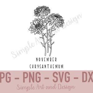 November Chrysanthemum | JPG | SVG | PNG | dxf | November Birth Flower | Birth Flower svg | Chrysanthemum svg | November Chrysanthemum svg |