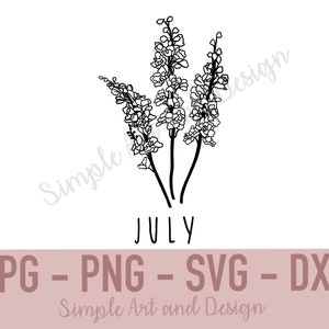 July Flower | JPG | SVG | PNG | dxf | July Birth Flower | Birth Flower svg | Delphinium svg | July Delphinium svg | Flower svg | Wall Art |